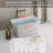 Freestanding Acrylic Japanese Soaking Bathtub with Chrome Overflow and Drain, Square Shape, 49x28 Inch-117445487