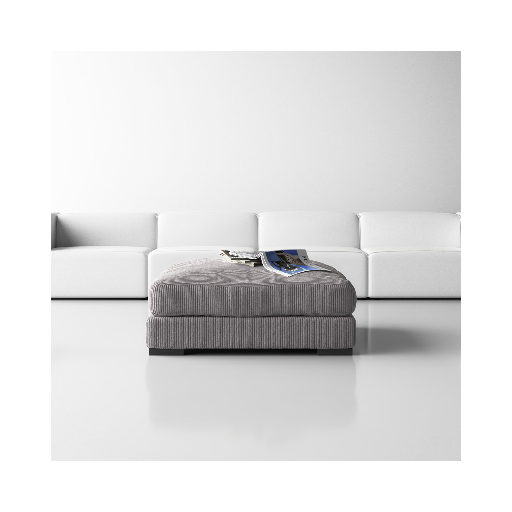 Lonsdale Upholstered Ottoman, Gray Corduroy