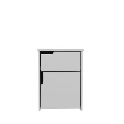 Modern White Nightstand with 1 Drawer & Multiple Shelves, 17.7 x 23.6 x 15.7 inches | 100% Melamine Coated Particle Board, Thickness: 0.7 inches | Stylish Storage Solution for Bedroom or Living Room