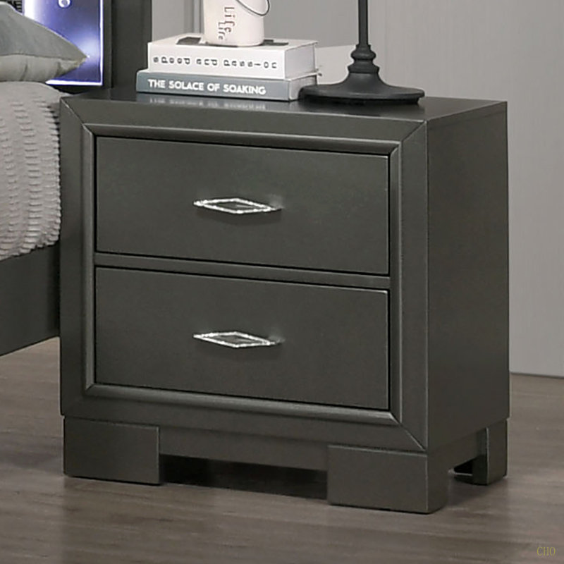 Table de chevet métallique à 2 tiroirs avec table de chevet métallique 1 pièce