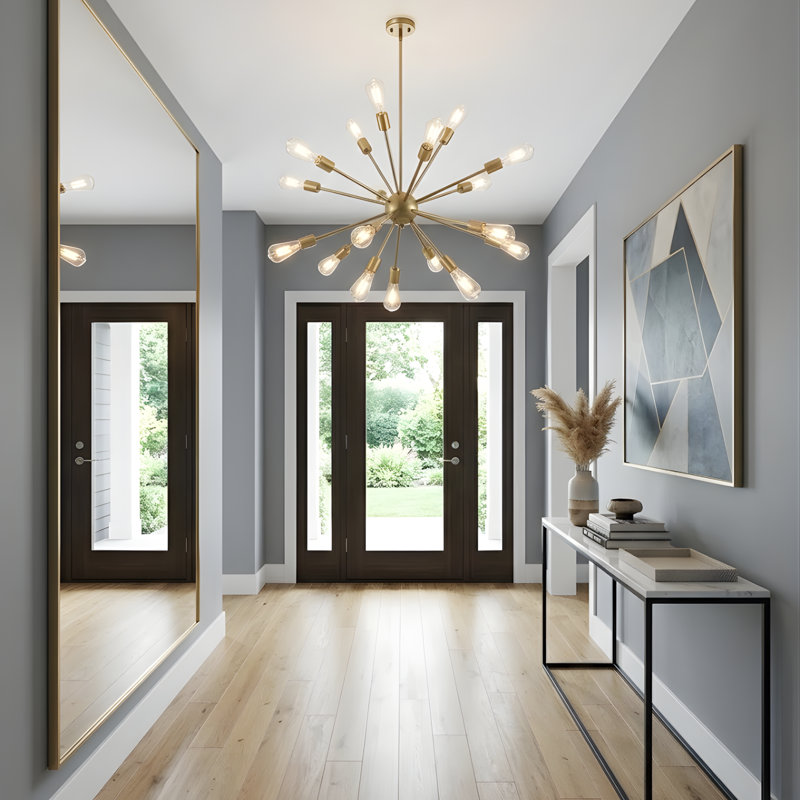 Lustre sphérique 18 lumières Spoutnik, Or mat, H 21,25 po x l 28,5 po, Non