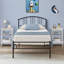 Lit simple en métal avec 2 tables de chevet blanches - ensemble de chambre à coucher moderne 3 pièces-947535292-947535289