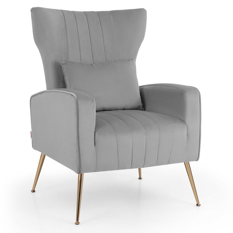 Koburn Velvet Wingback Chair, White Velvet