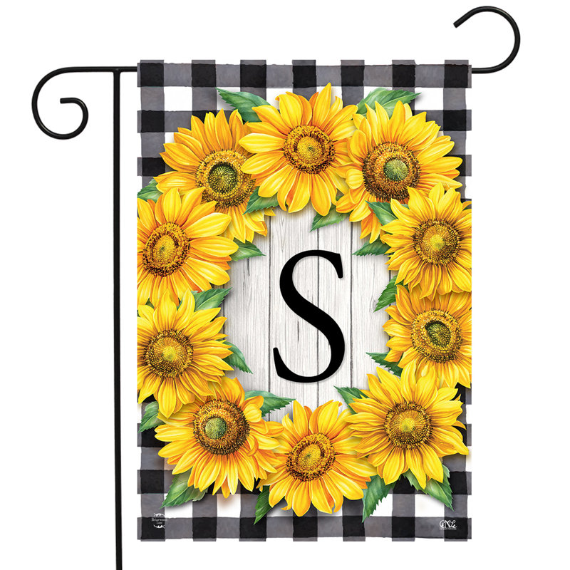 Drapeau de jardin tournesols monogramme S