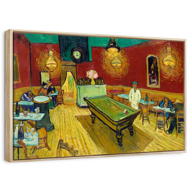 The Night Cafe, 19 po x 13 po, Cadre flottant en bois naturel