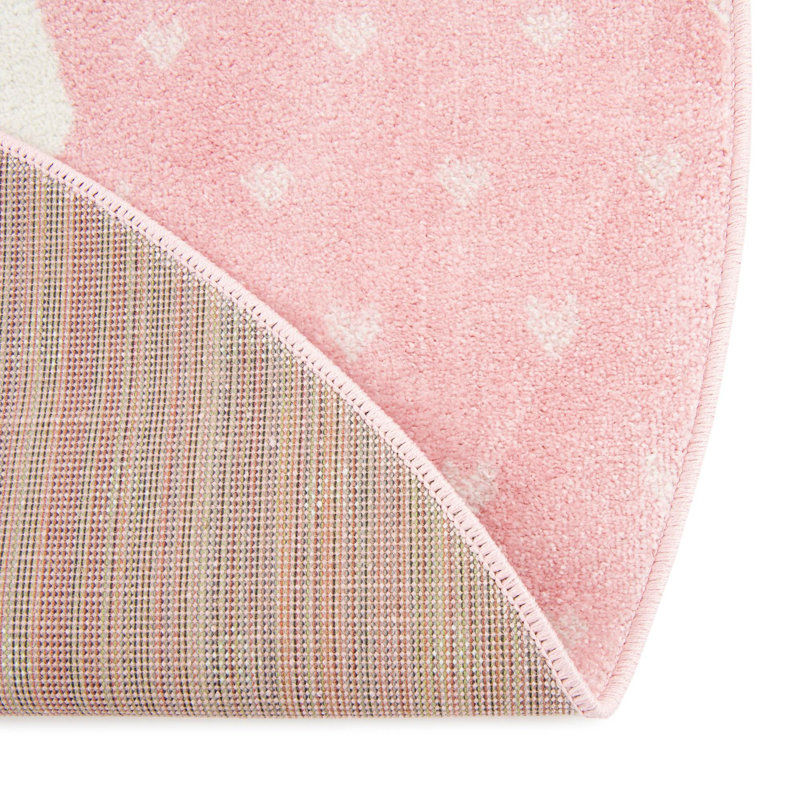 Rectangle Polka Dots Polypropylene Plastic Rug, Round 3'3", Pink