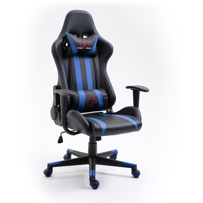 Inbox Zero Gulielma Adjustable Reclining Ergonomic Faux Leather Swiveling PC & Racing Game Chair in Blue