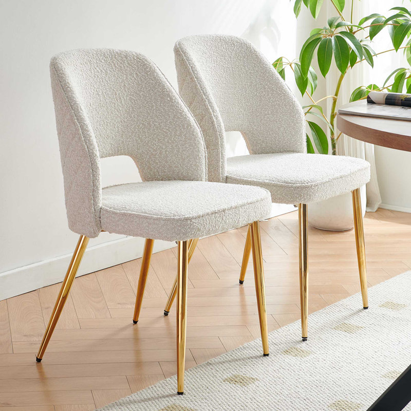Geoffrey Metal Side Chair, Beige Boucle, 2