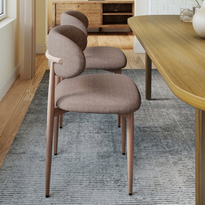 Dining Chairs Set of 2, Modern Farmhouse Fabric Upholstered Side Chairs with Comfortable Foot Pegs, Metal Legs Kitchen Dining Room Chairs for Home