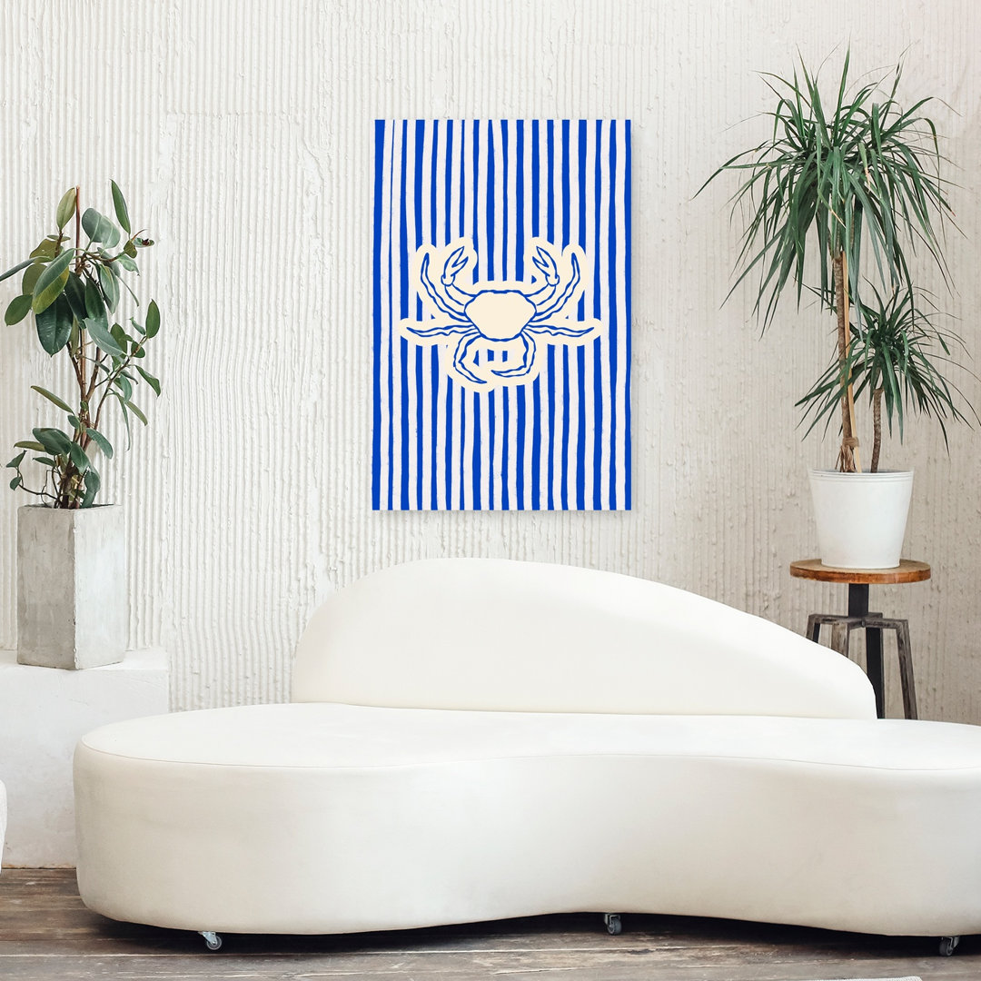 Nautical Blue Crab Crab Coastal Wall Art Print