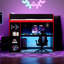 Lit mezzanine avec bureau et rangement, lumières DEL, double Gaming-2084444384