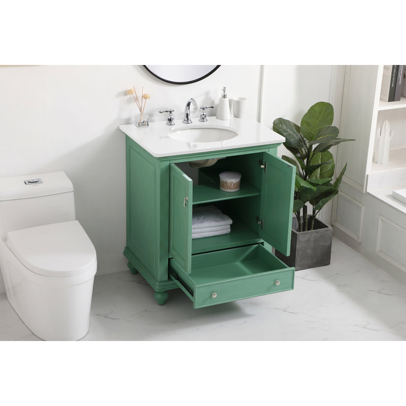 Otto 30'' Single Bathroom Vanity with Top, Antique White, Ivory White