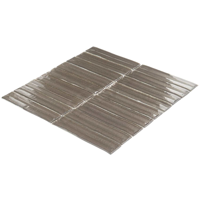 Maya Stacked 12x12 Polished Glass Mosaic Tile, Stacked Twilight