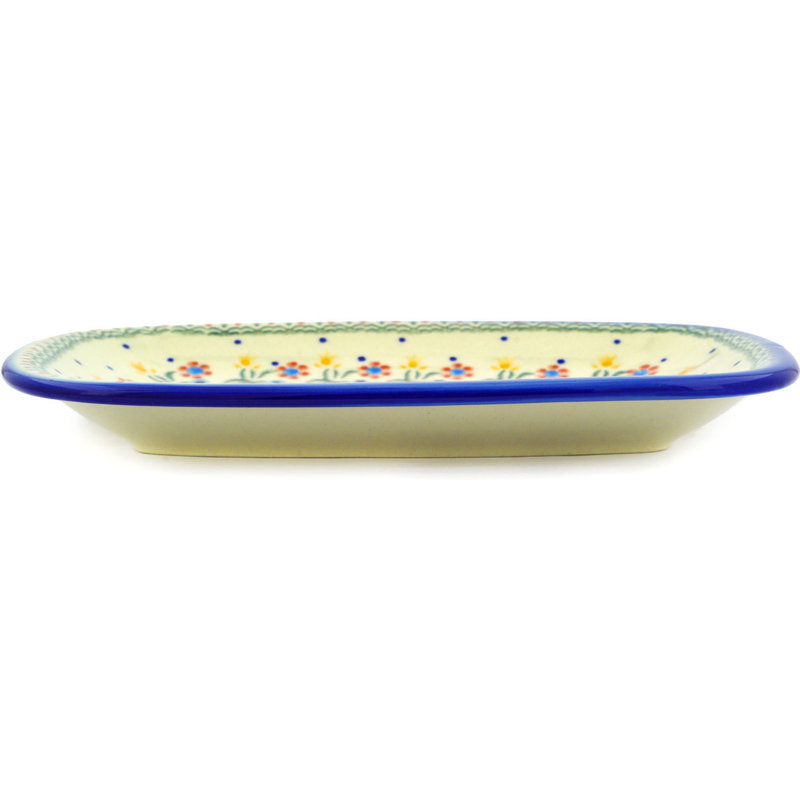 Spring Flowers Stoneware Platter, 1.22" H x 13.58" W x 6.91" D