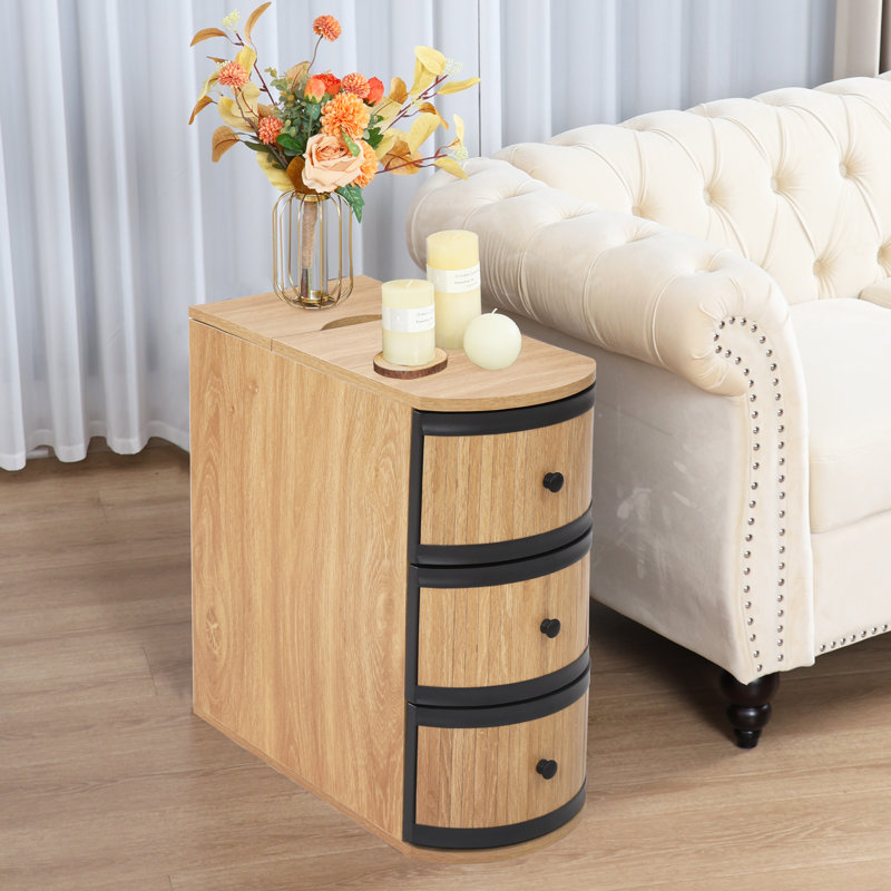 End Table with Storage and Charging Station, Yellow