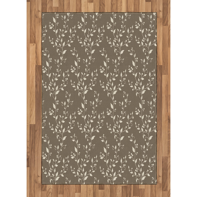Floral High Density Long Fiber Poly Threads Decorative Area Rug Carpet, Rectangle 4' x 5'8"