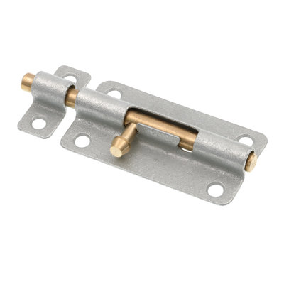Porte et portail Prime-Line, loquet de baril coulissant 4 po avec vis, galvanisé avec boulon en laiton et bouton (paquet simple)