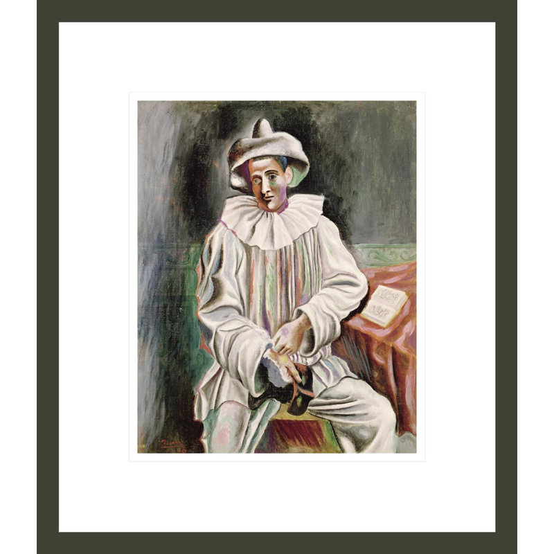 Assis Pierrot par Pablo Picasso, impression giclée sur cadre, H 15,86 po x l 13,75 po