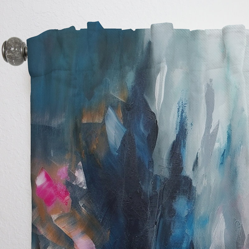 Bleu et rose Explosion Abstract - Rideau en velours abstrait - 1 panneau, L 52 po x L 108 po