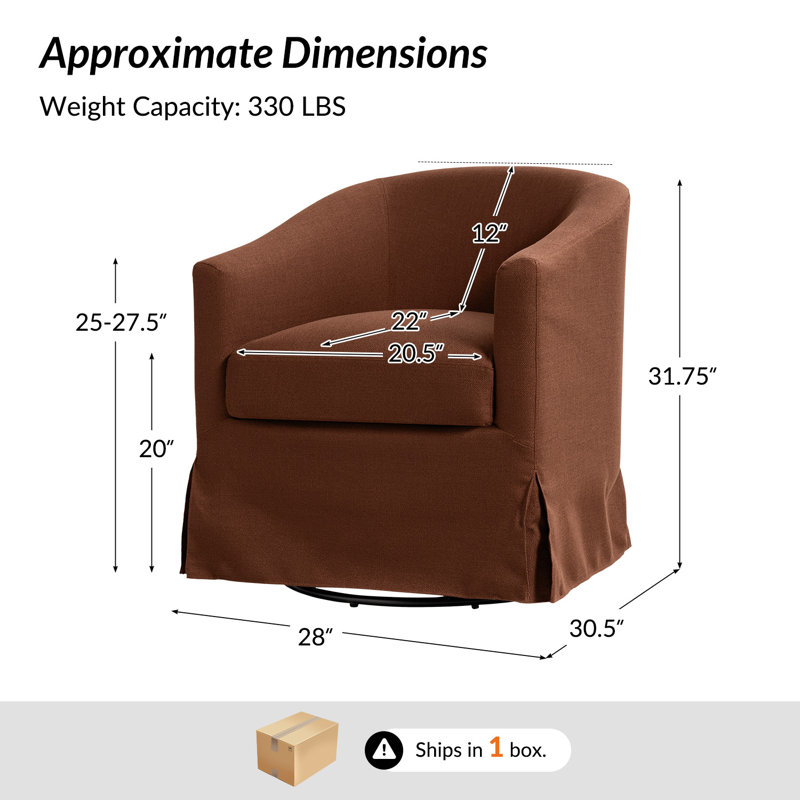 Fauteuil demi-tonneau pivotant Cristobal, Rouille