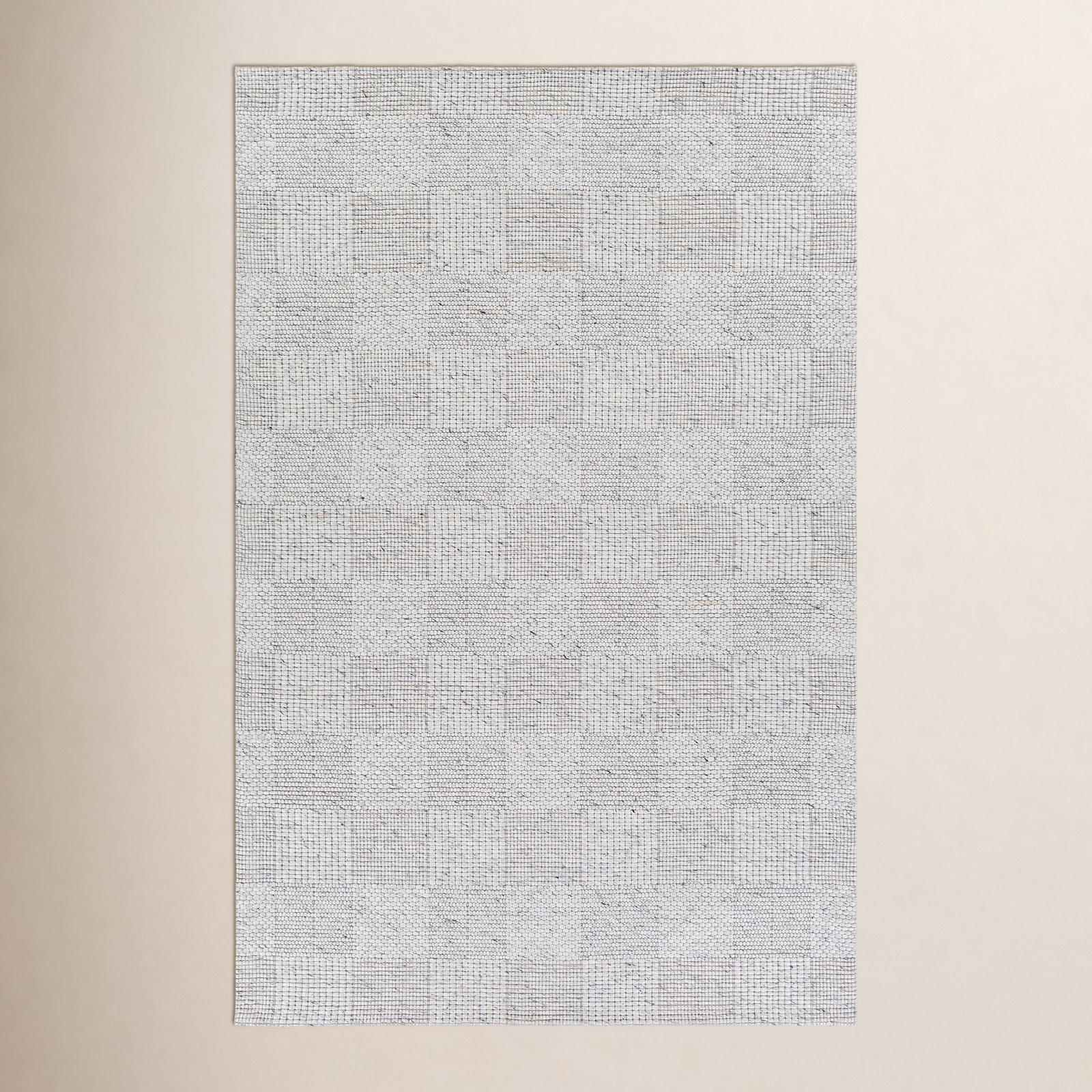Becker Off-White Black Hand-Woven Geometric Wool Rug, Rectangle 2' x 3'