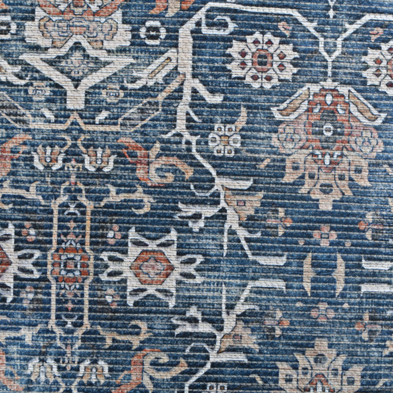 Glenmoor Machine-Washable Vintage Botanical Rod-Iron Area Rug , Rectangle 5'3" x 7'6"