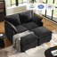 Canapé modulaire en L en chenille de 57 po avec deux repose-pieds George-138375240