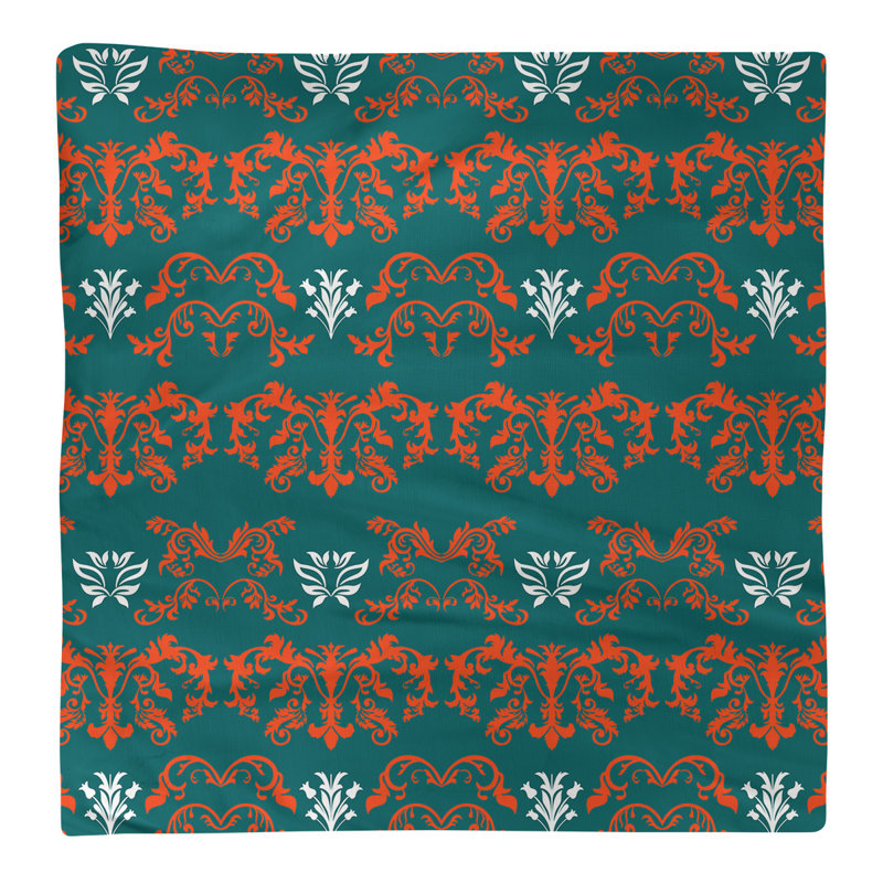 Serviette de football Miami, Vert / orange / blanc, Coton, l 22 po x L 22 po