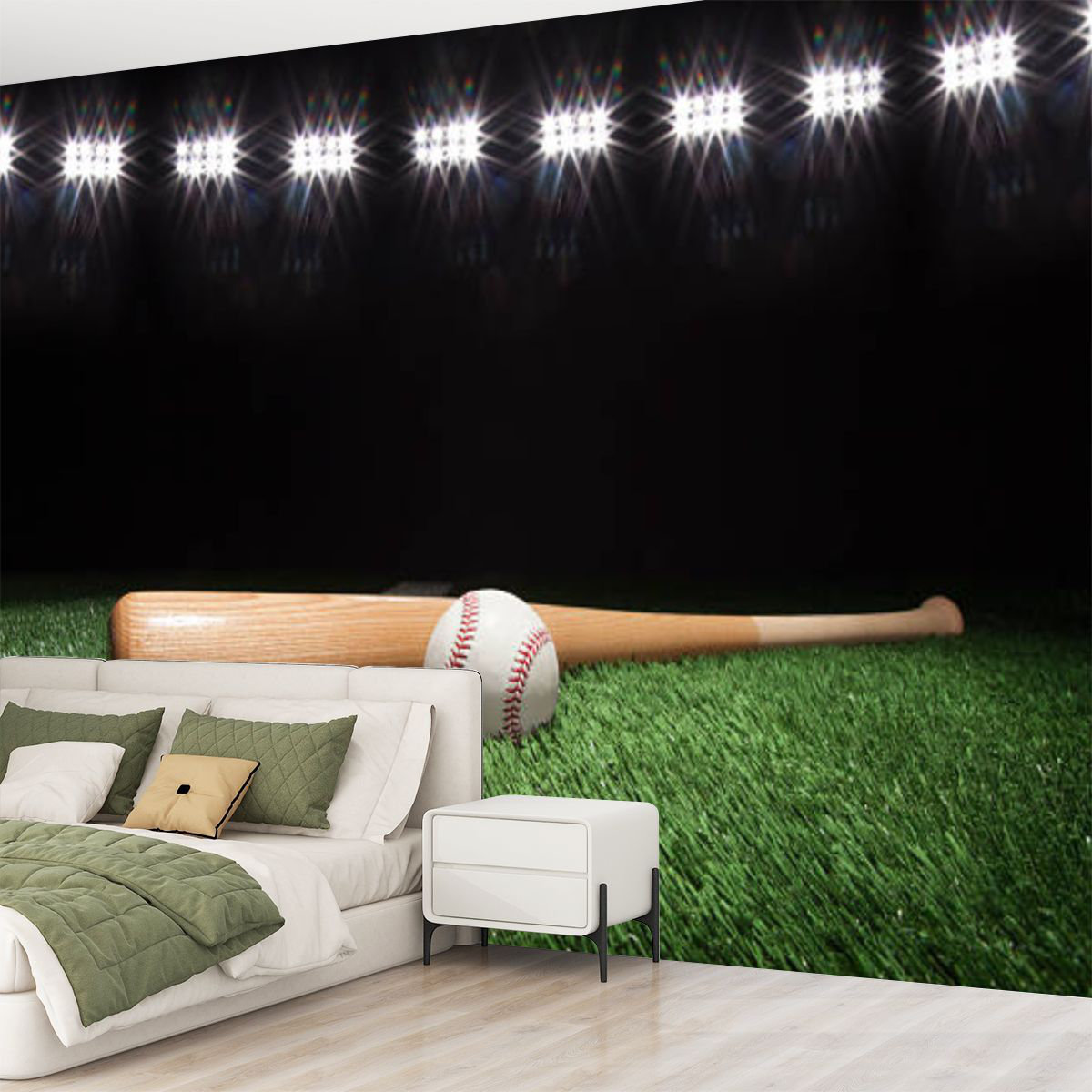 Latitude Run® Peel and Stick Canvas Wallpaper Wall Mural Baseball bat ...