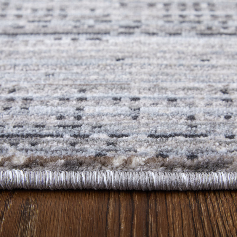 Tapis Esser moderne uni, tapis d'appoint, Rectangle 6 pi 7 po x 9 pi 6 po, Gris / ivoire / taupe