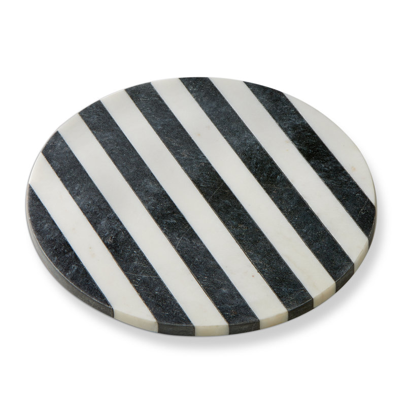 Striped Round Marble Board Black Everyday