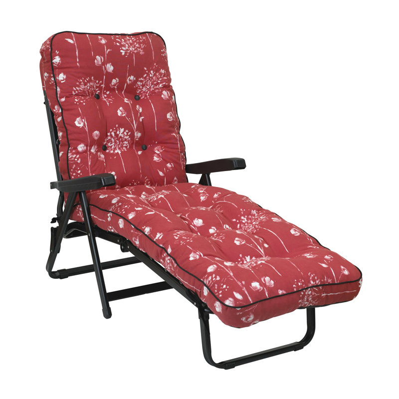 Anselme 118cm Long Reclining Single Chaise with Cushions, Rouge