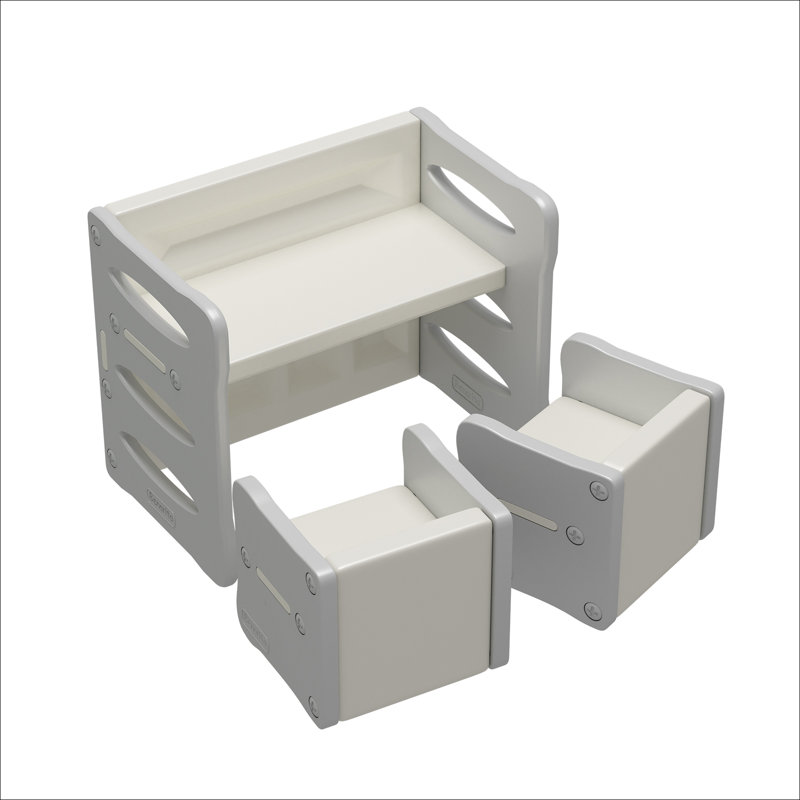 Ensemble 3 pièces de table de jeu et de chaises pour enfants Katara, gris