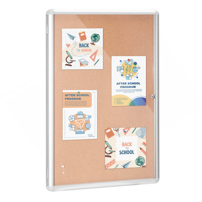 Panneau de liège fermé de 36 po x 24 po avec cadre en aluminium - babillard verrouillable avec porte en acrylique et 2 clés - vitrine murale résistante aux intempéries pour l'école, la maison et le bureau