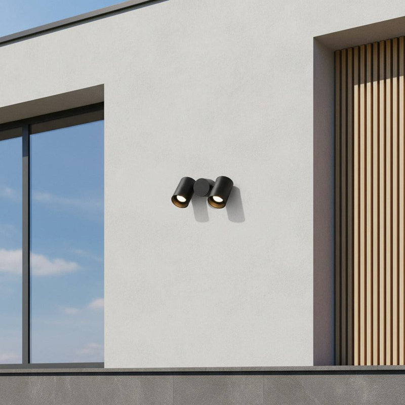 UltraBeam 10 Watt Twin Black Outdoor Wall Spotlight - IP65 Waterproof
