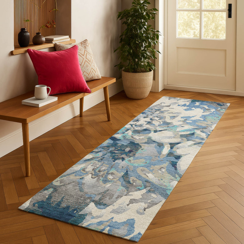 Tapis floral intérieur / extérieur lavable à la machine Chantille ACN2340, Tapis de couloir 2 pi 3 po x 7 pi 6 po