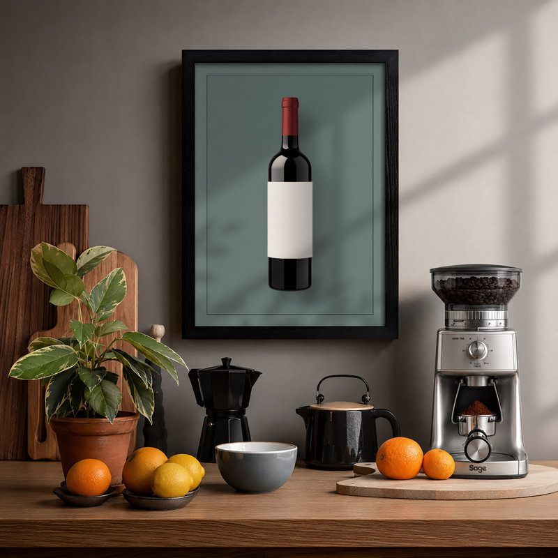 Wine Bottle Study Modern - Print, Black, A3 - 42.0 x 29.7 cm