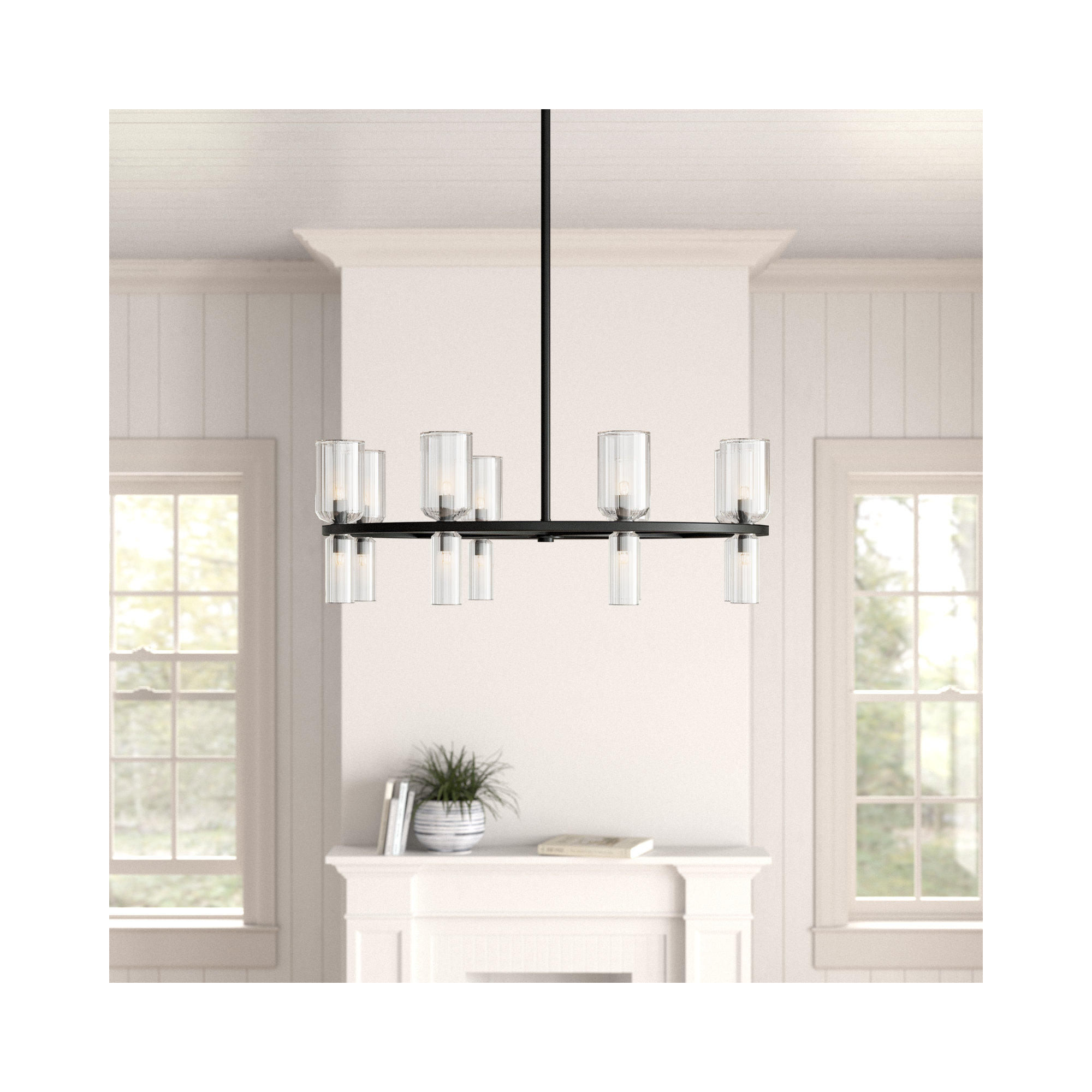 16 - Light Metal Chandelier, Soft Black