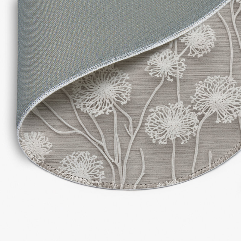 Botanical Gray Indoor and Outdoor Area Rug, Round 5'