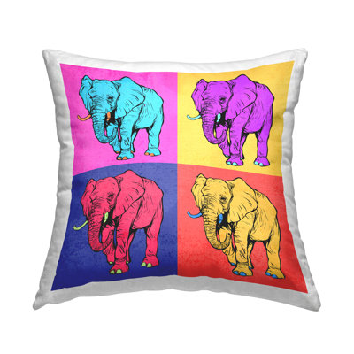 Coussin décoratif imprimé Bold Pop Elephants par Ziwei Li