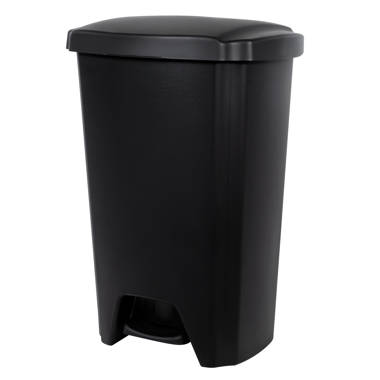 Evideco Soft Close Lid White Round Metal Step Trash Can Waste Bin 6-liters-1.6-gal.