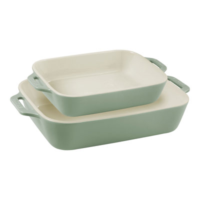 Ensemble de plats de cuisson rectangulaires en eucalyptus Staub