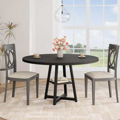 Round Dining Table, 47.2" Industrial Circle Kitchen Table with Sturdy Metal Pedestal Base by Trent Austin Design