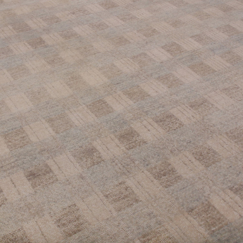 Rug & Kilim's Homage Geometric Beige Brown Wool Custom Rug, Rectangle 12' x 15'