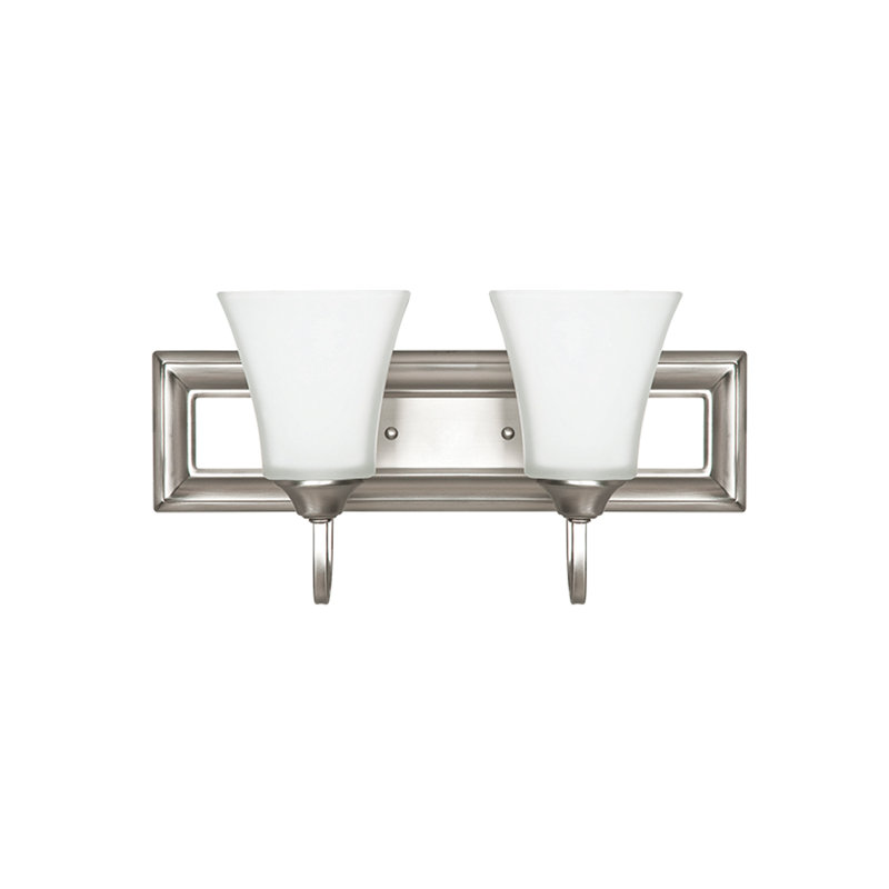 Luminaire carré 2 lumières pour meuble-lavabo - Nickel satiné
