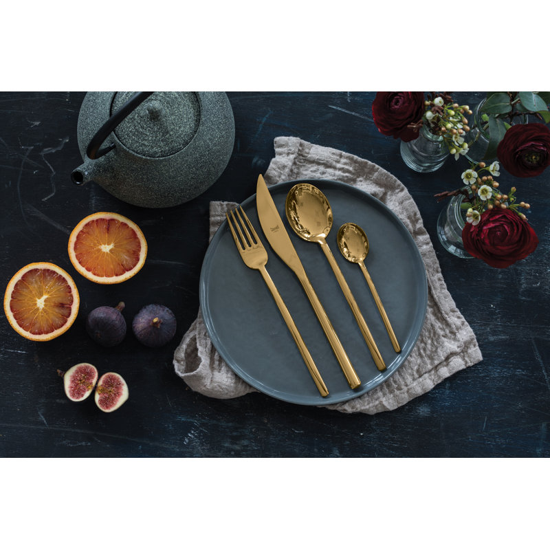 Due 20 - Piece Stainless Steel Flatware Set - Service for 4, Gold