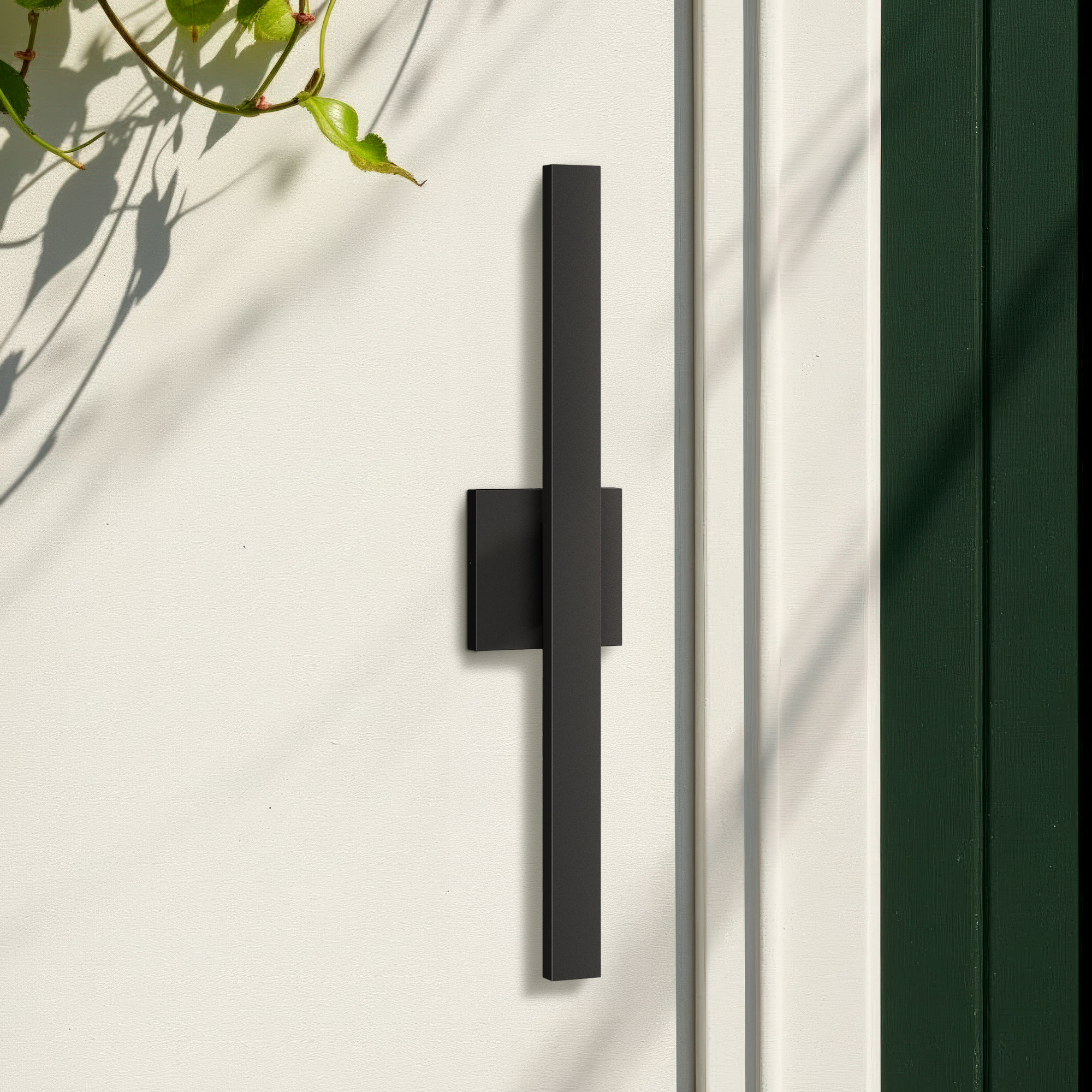 Black Dimmable LED Outdoor Wall Lantern Sconce With Frosted Glass, 23.6" Height