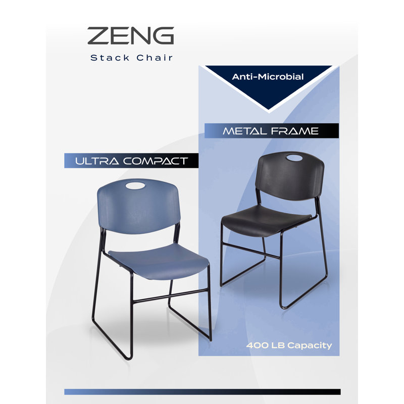 Gray Armless Metal Frame Stackable Chairs, Set of 8