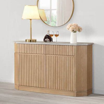 Qwin Contemporary Buffet Server With Drawers And Cabinet Storage