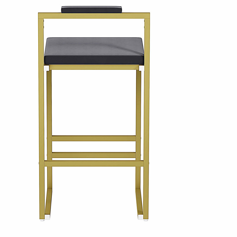 Upholstered Velvet Bar Stools Modern Dining Stools (Gold & Gray, Set of 2), Gray, Gold